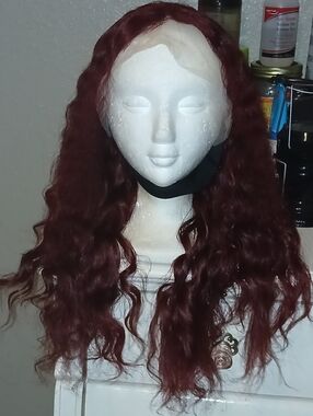 Wavy 99J Burgundy Lacefront W/Elastic Band